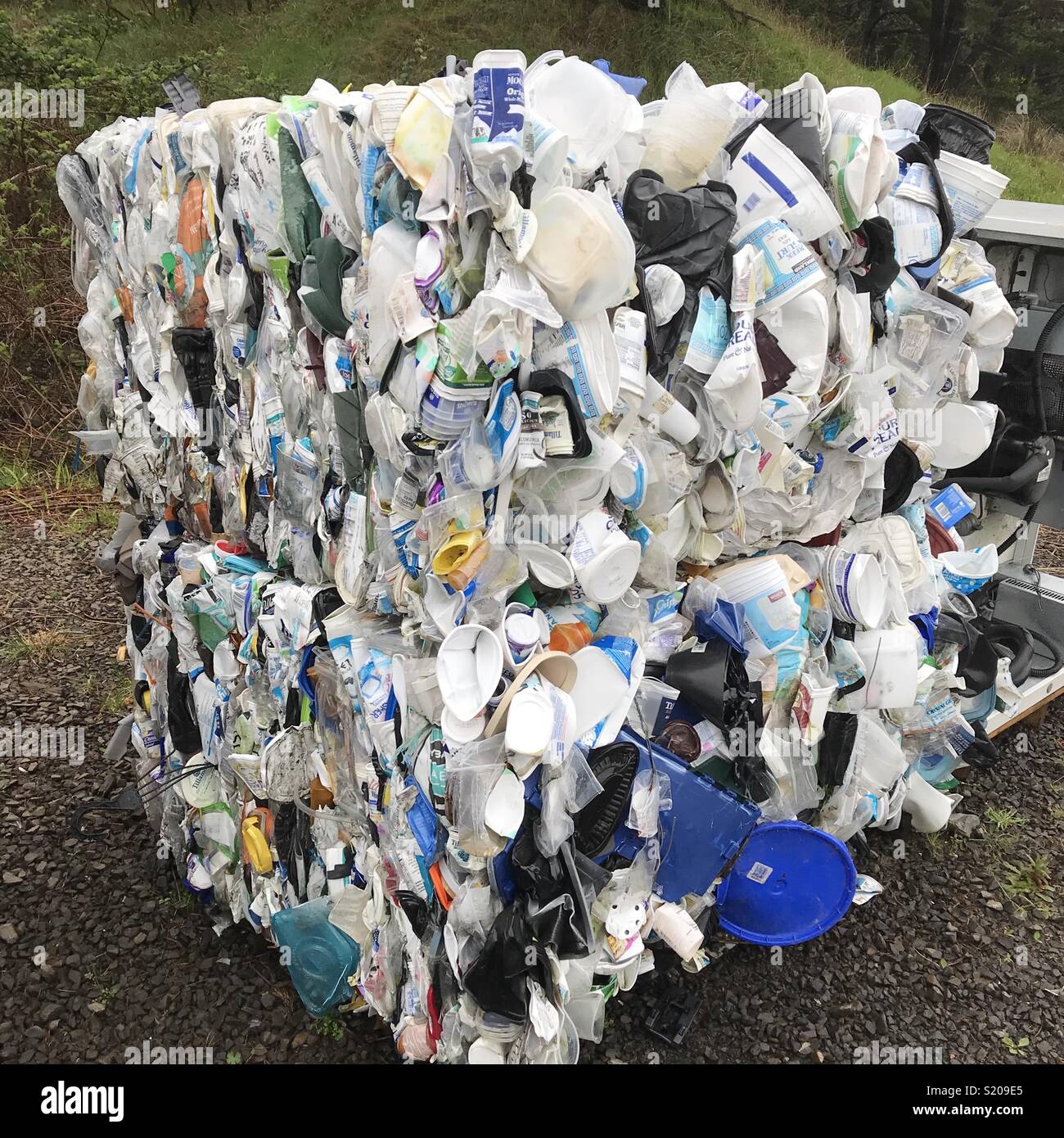Plastic recycling, white plastic, Oregon Stock Photo