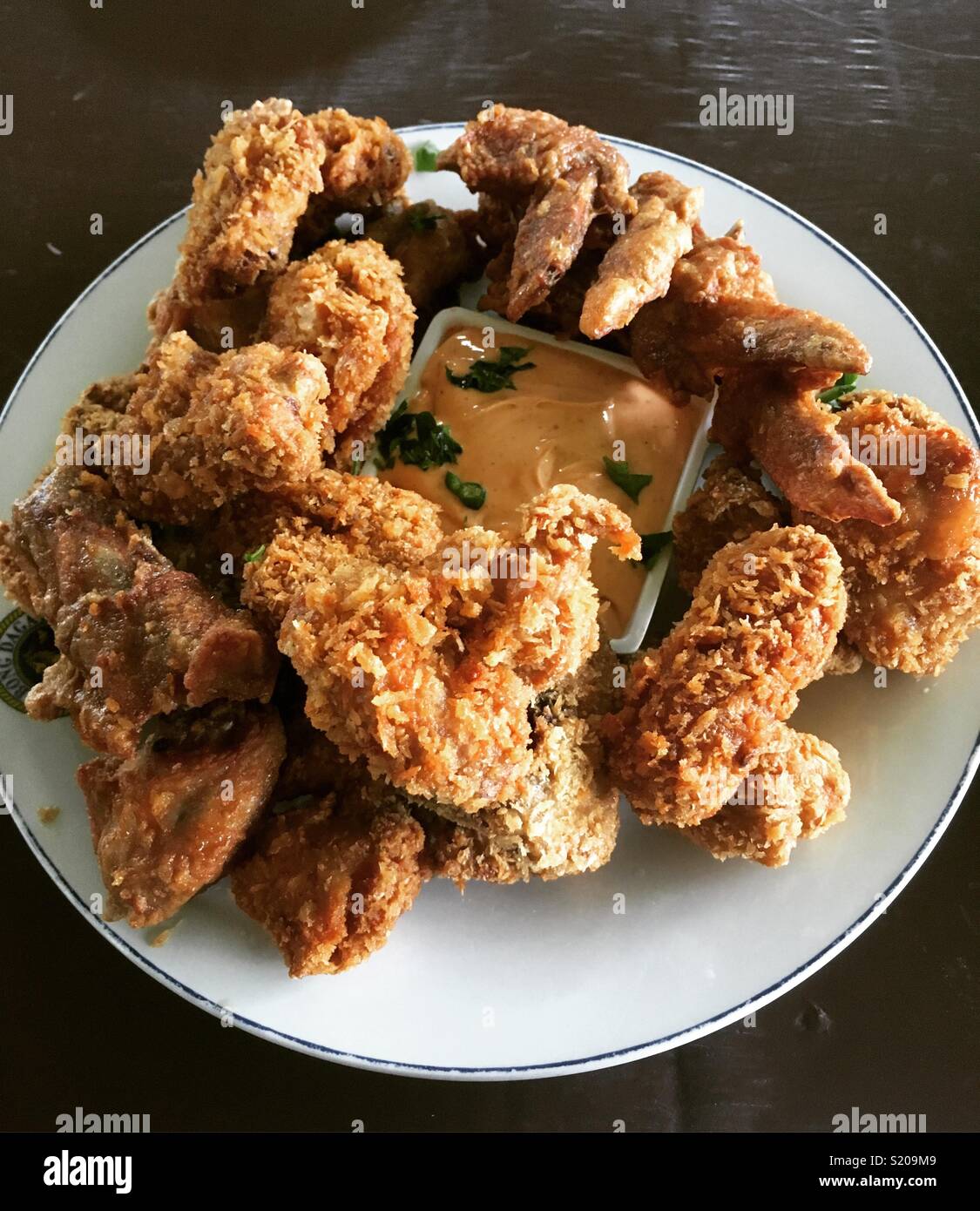 Breaded Chicken with spicy mayo dip Stock Photo Alamy
