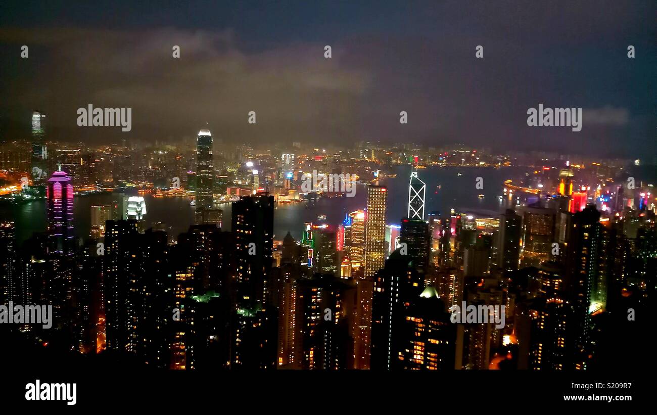 Night views of Hong Kong . - Smartphone Captured Stock Image