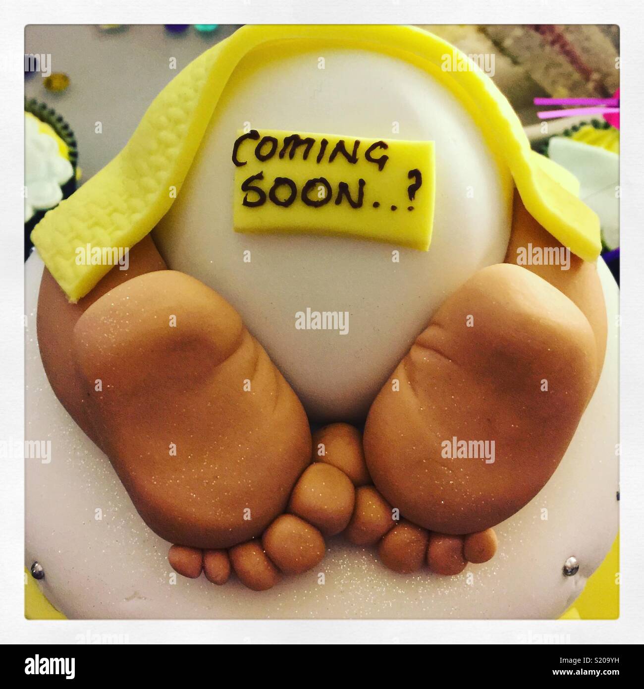 Baby Shower cake - Smartphone Captured Stock Image