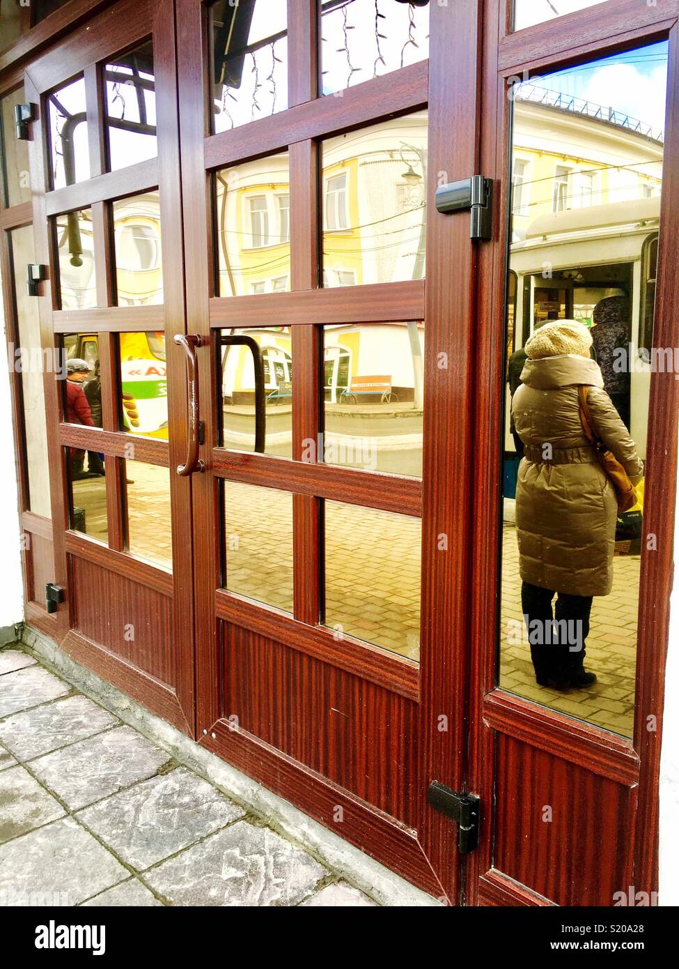 reflection of city life - Smartphone Captured Stock Image