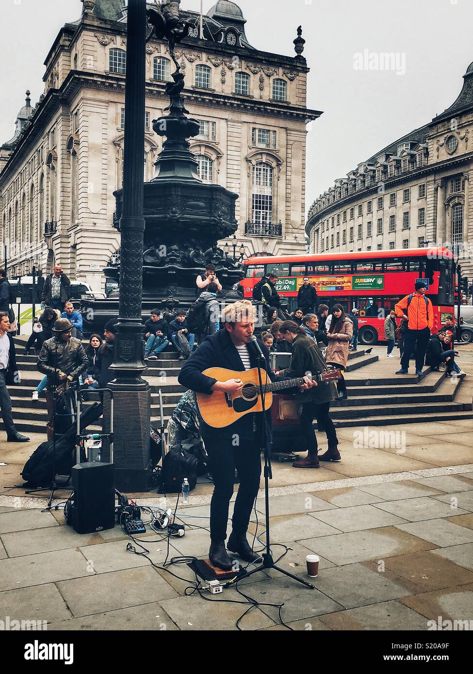 Busker Piccadilly Circus London Stock Photo