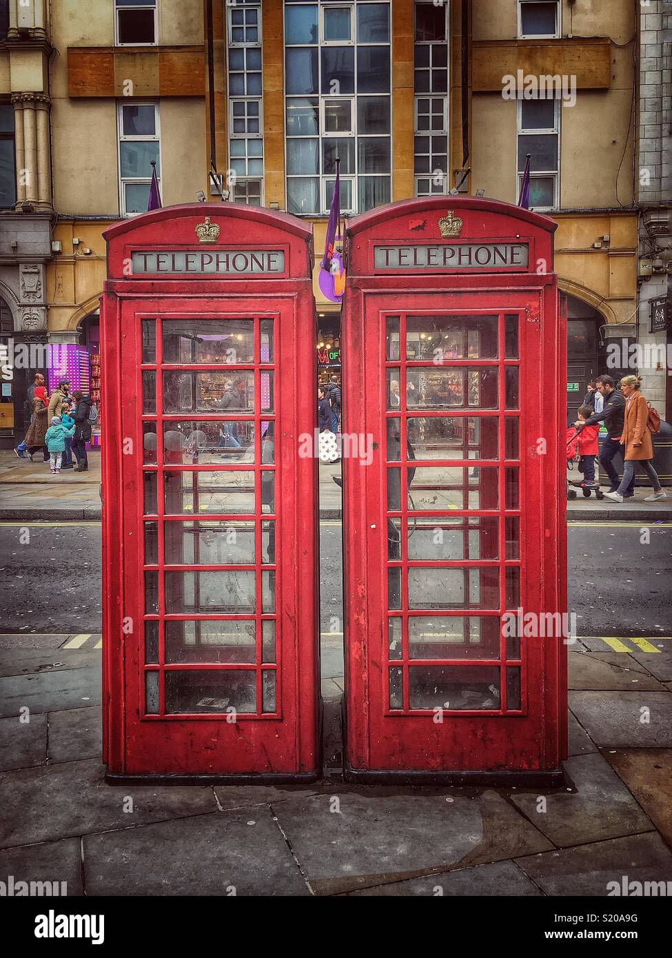 Two phone boxes London Stock Photo