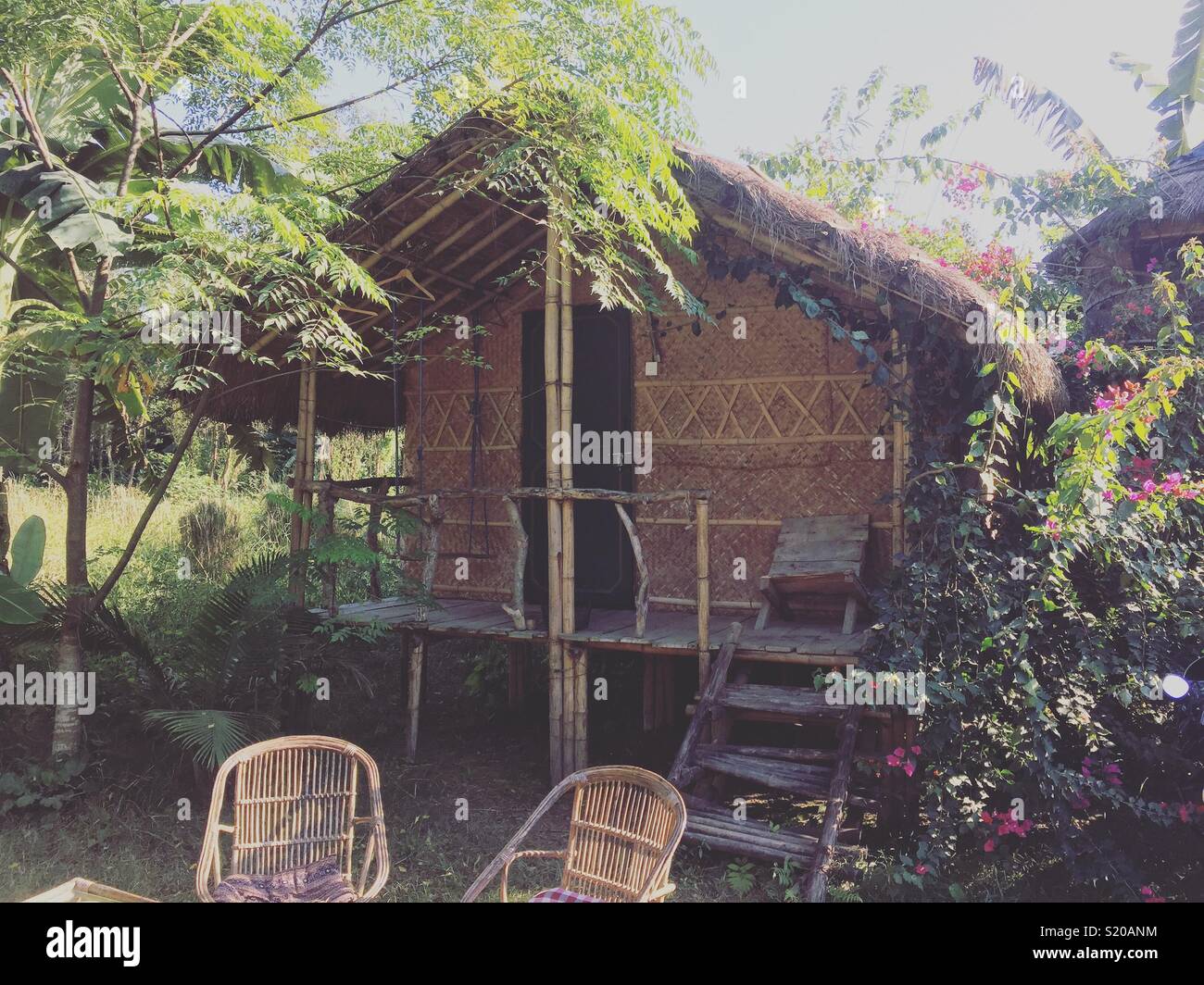 Jungle hut, Chitwan, Nepal - Smartphone Captured Stock Image