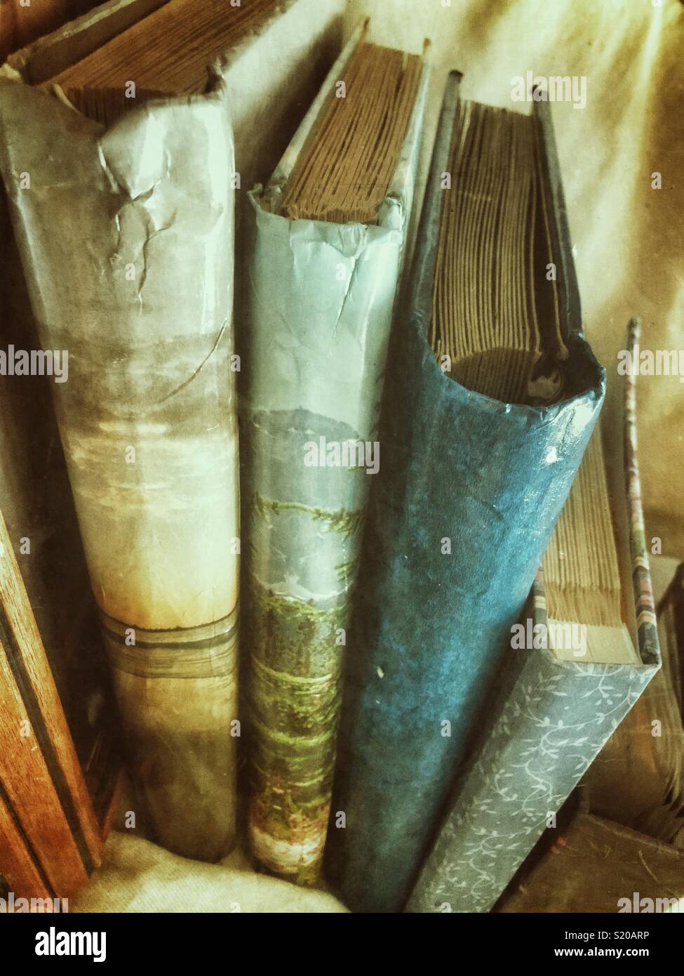 Stack of vintage photo albums - Smartphone Captured Stock Image