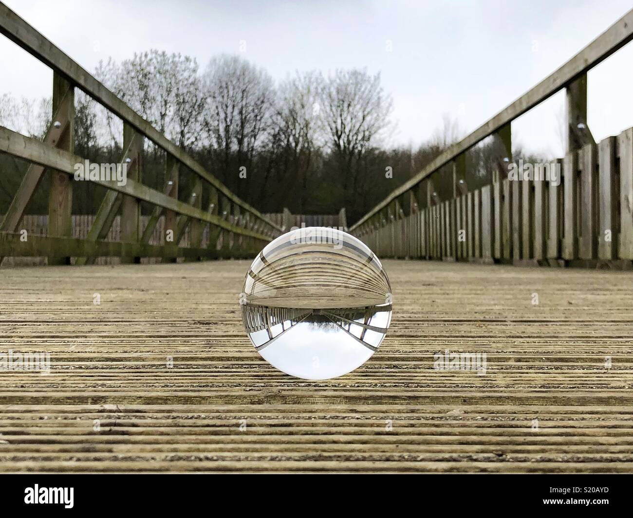 Upside down image in crystal ball - Smartphone Captured Stock Image