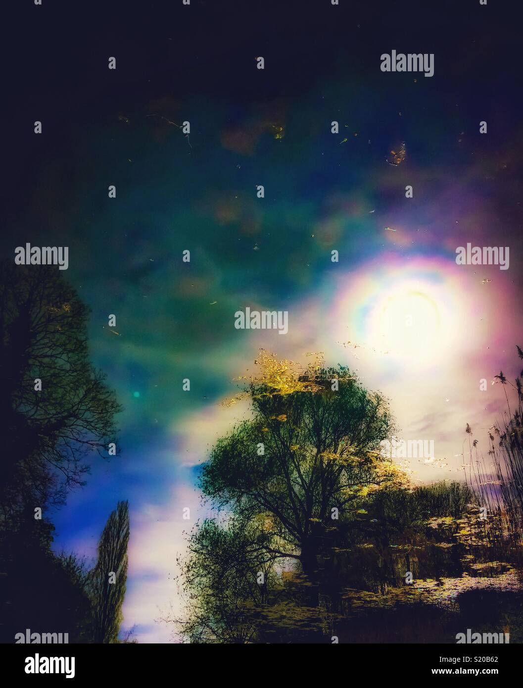 Beautiful dreamy fantasy landscape with gloom and lots of colors and copy space. - Smartphone Captured Stock Image