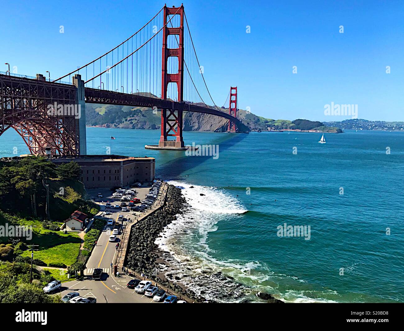 Clear skies over the Golden Gate Bridge Stock Photo