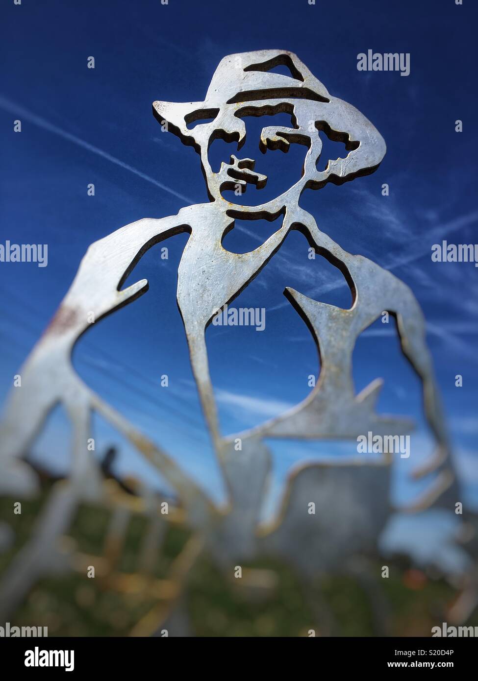 Hereford UK - Monument to Violette Szabo Special Operations Executive ( SOE ) heroine of WW2 along the Hereford Greenway path. - Smartphone Captured Stock Image