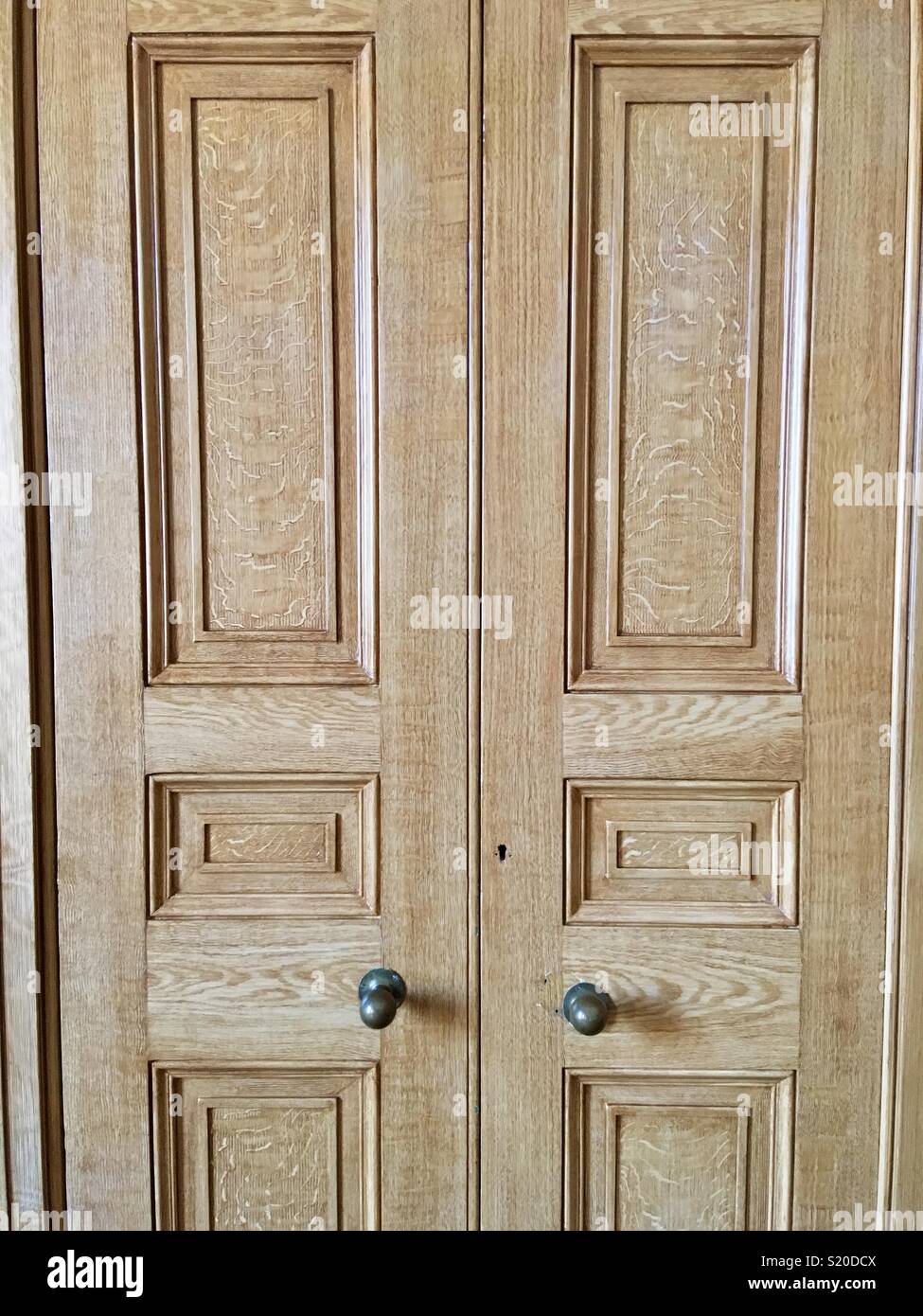 Oak double doors Stock Photo