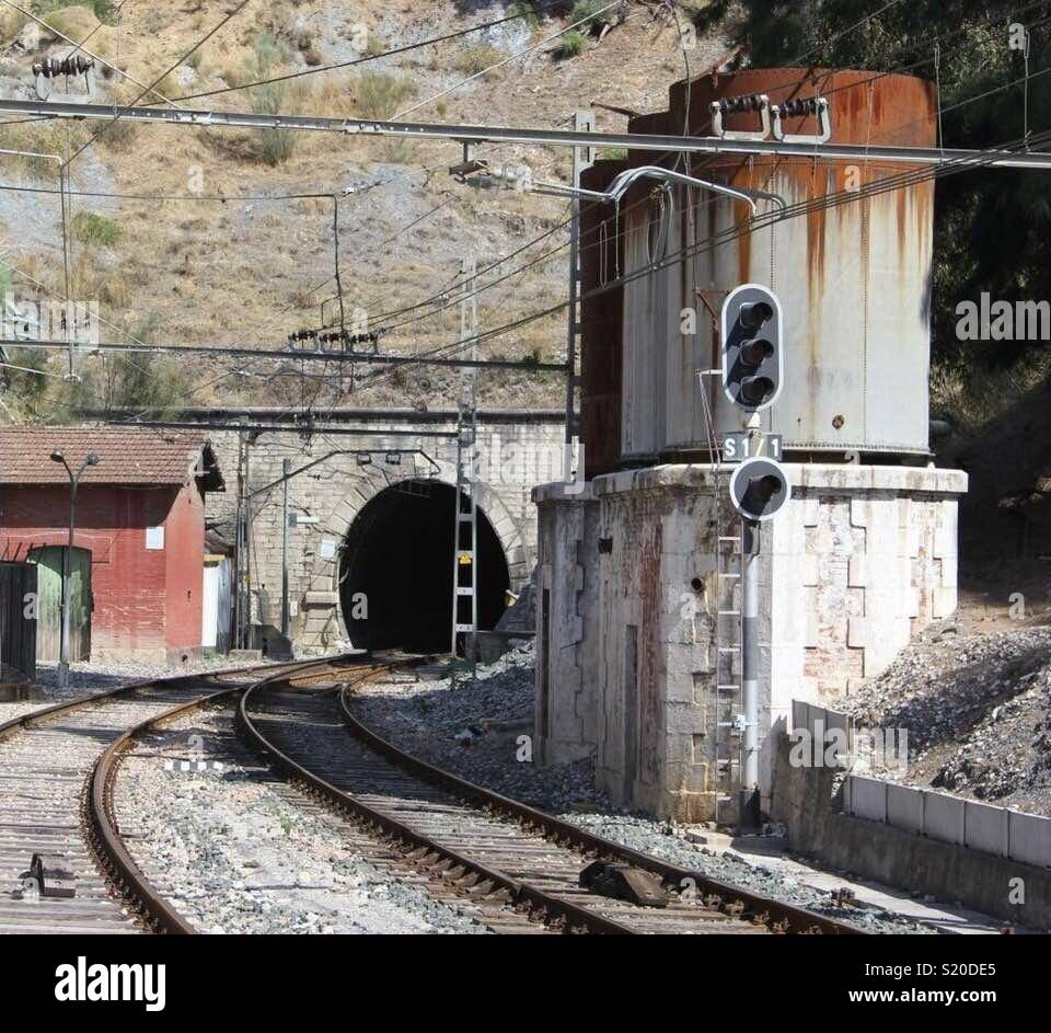 Imagen tomada en la estación de tren de El Chorro en el término municipal de Ardales en Málaga Stock Photo