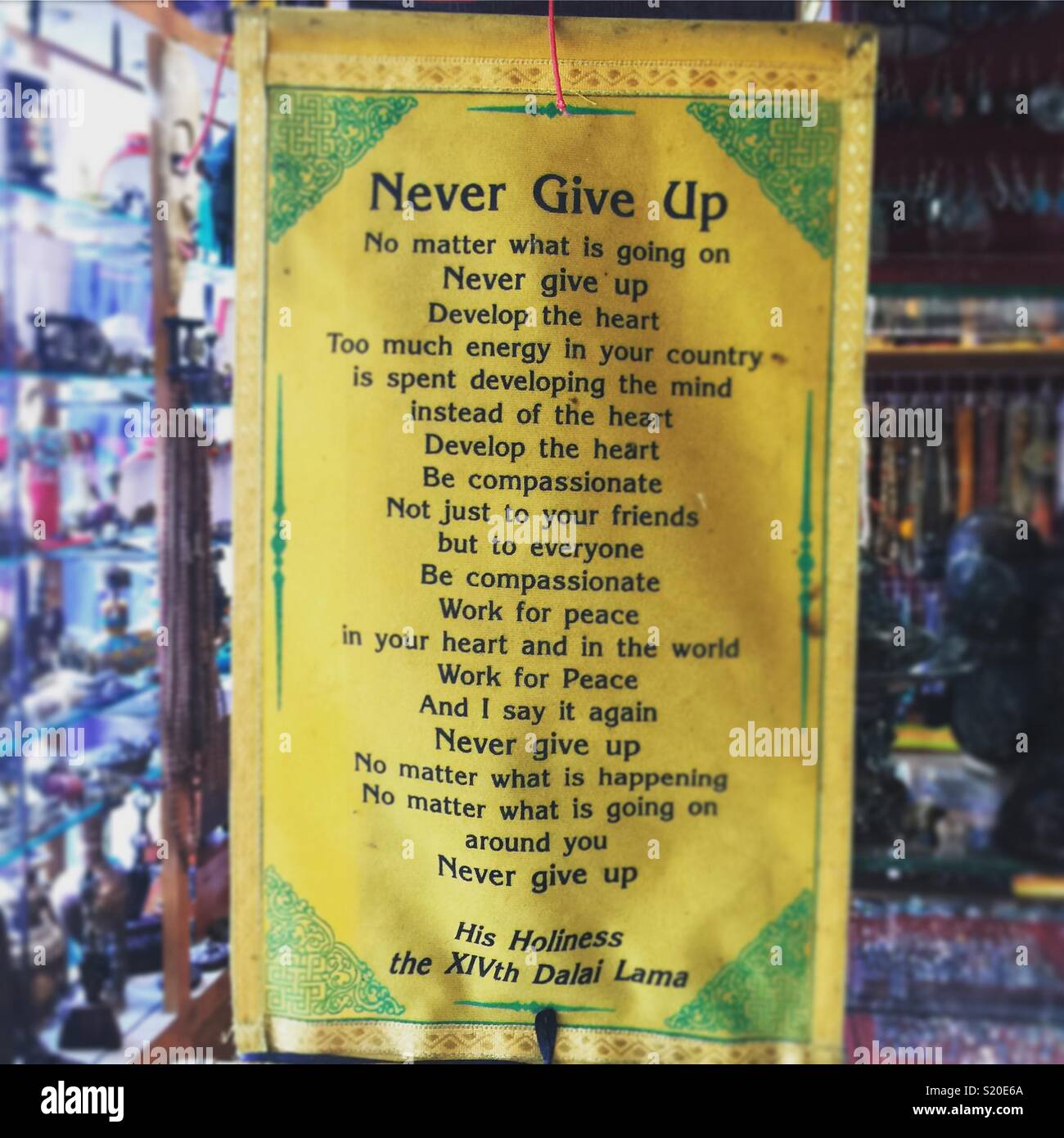 Dalai Lama quote, Nepal - Smartphone Captured Stock Image