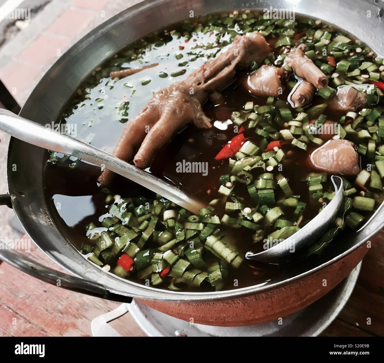 Chicken feet soup, Chiang Mai, Thailand - Smartphone Captured Stock Image