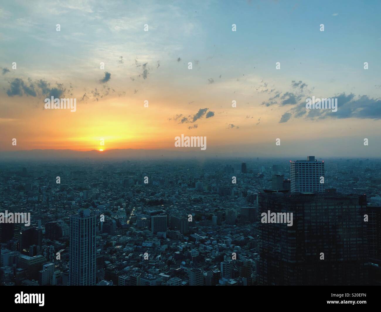 Sunset over Tokyo, Japan. - Smartphone Captured Stock Image