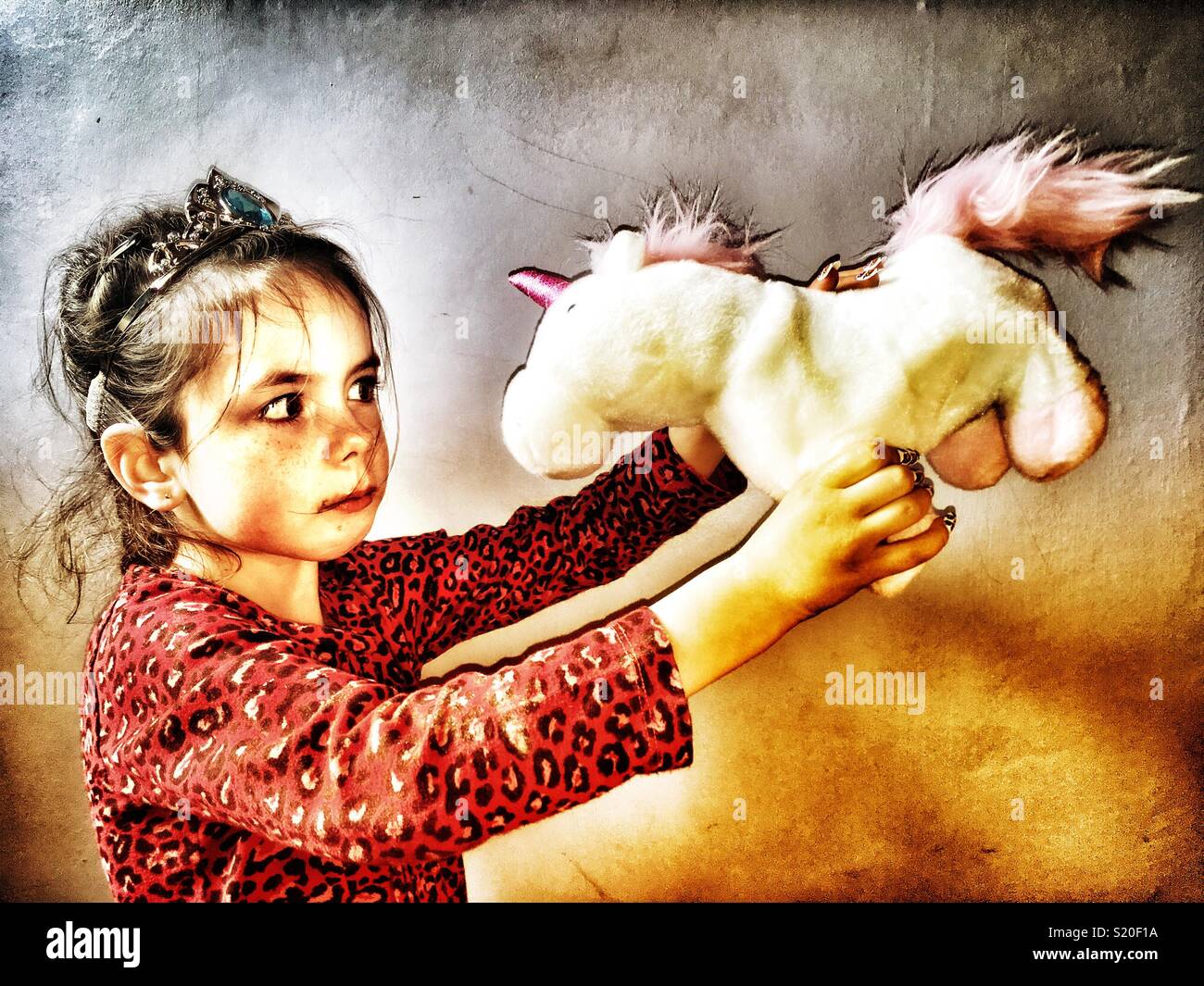 Playtime with unicorn - Smartphone Captured Stock Image