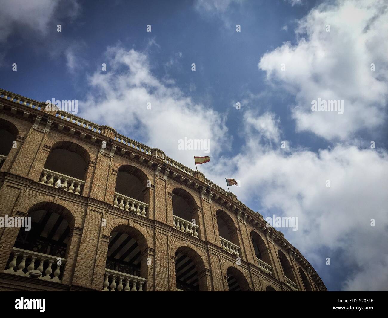 Facade of bullring in Valencia, Spain - Smartphone Captured Stock Image