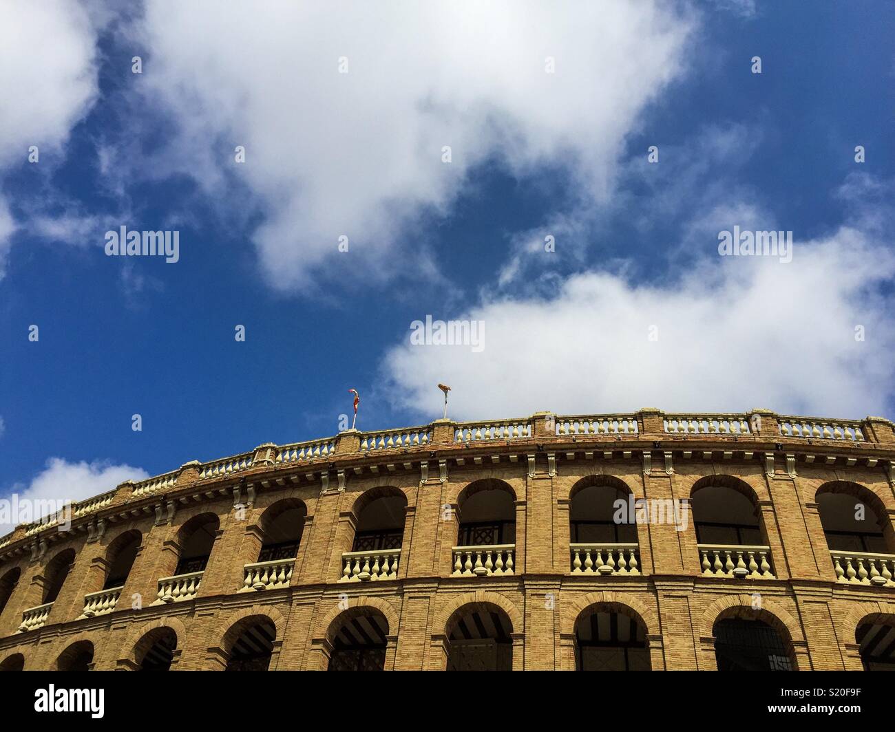 Facade of a bullring in Valencia, Spain - Smartphone Captured Stock Image