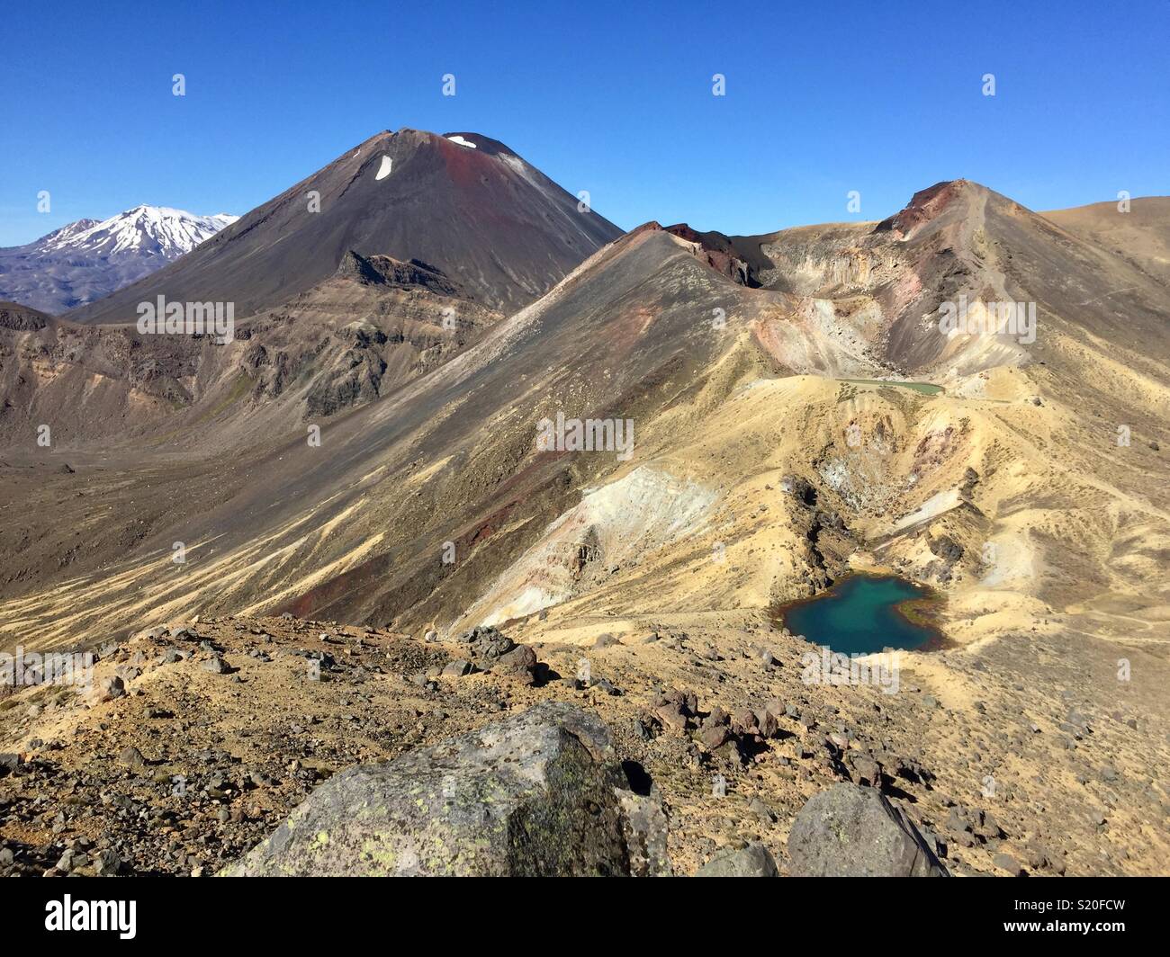 Early Summer Hiking Along Lord of the Rings Volcano Mt. Doom Stock Photo