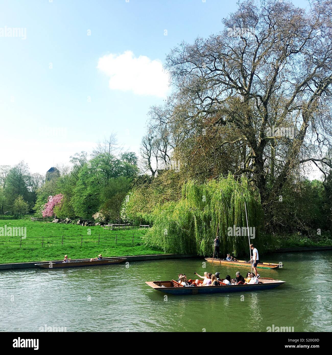 Punting on the Cam, Cambridge - Smartphone Captured Stock Image