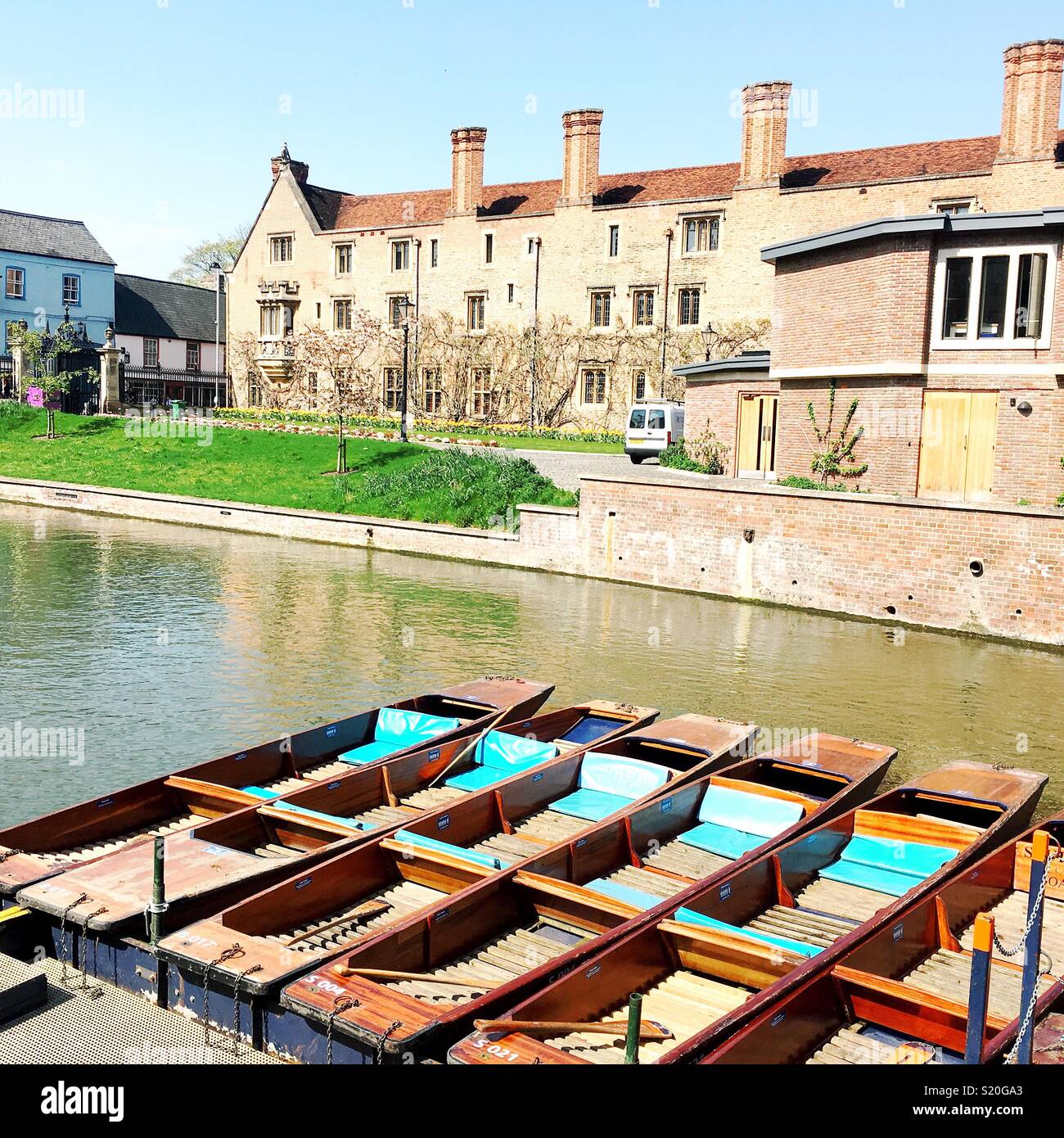 Punting boats on the River Cam Stock Photo