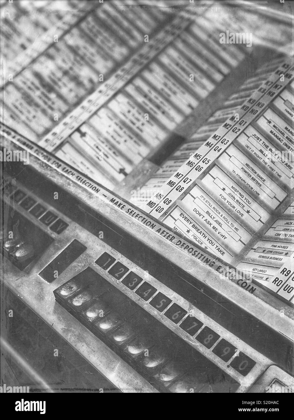 Old jukebox with 1980’s music in black and white - Smartphone Captured Stock Image