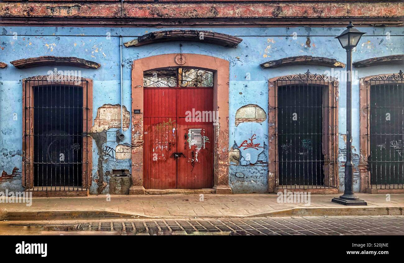 Red Doorway in Oaxaca, Mexico - Smartphone Captured Stock Image