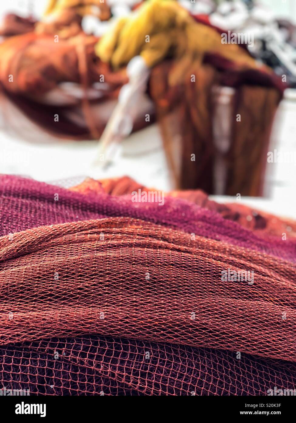 Fishing net in port close up Stock Photo