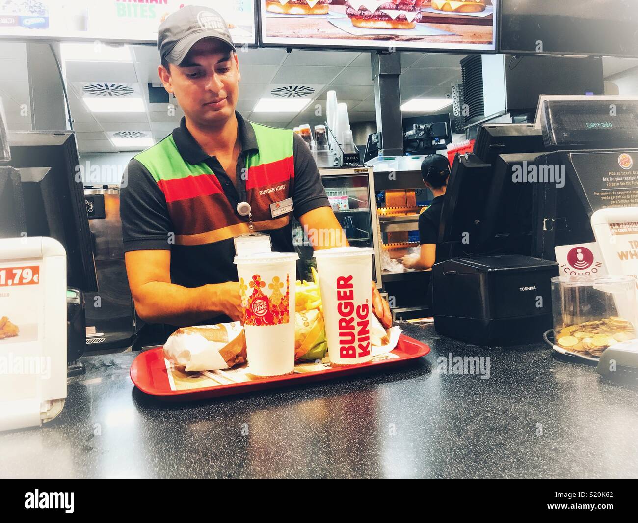 Burger King food outlet, El Altet Airport, Alicante, Spain - Smartphone Captured Stock Image