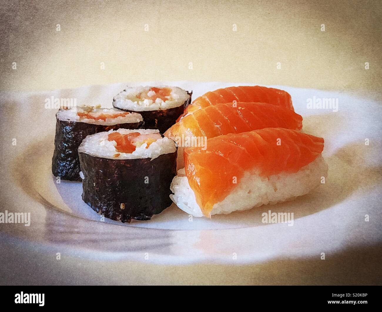 Close up of sushi on plate - Smartphone Captured Stock Image