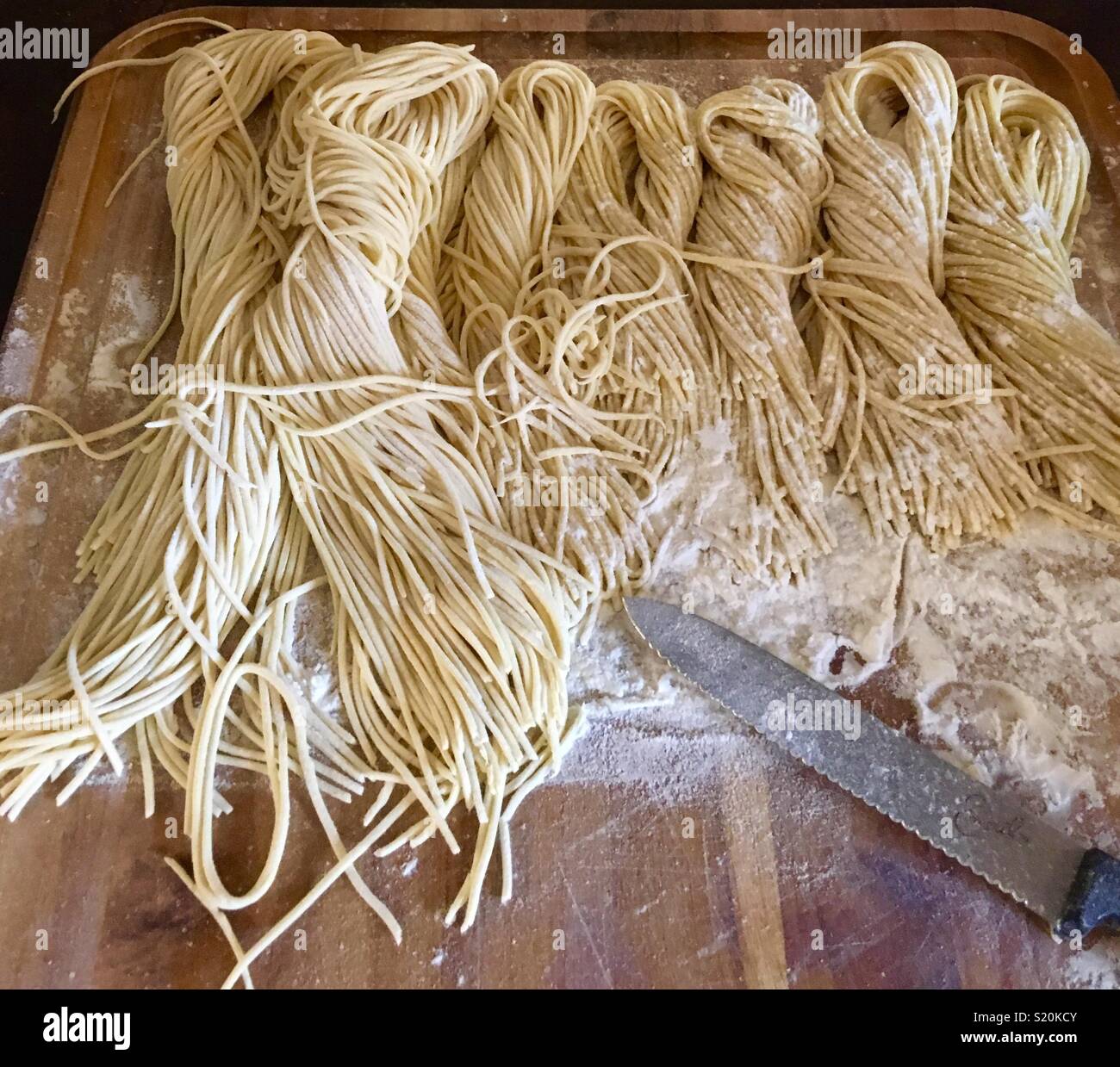 Homemade Spaghetti Noodles Stock Photo