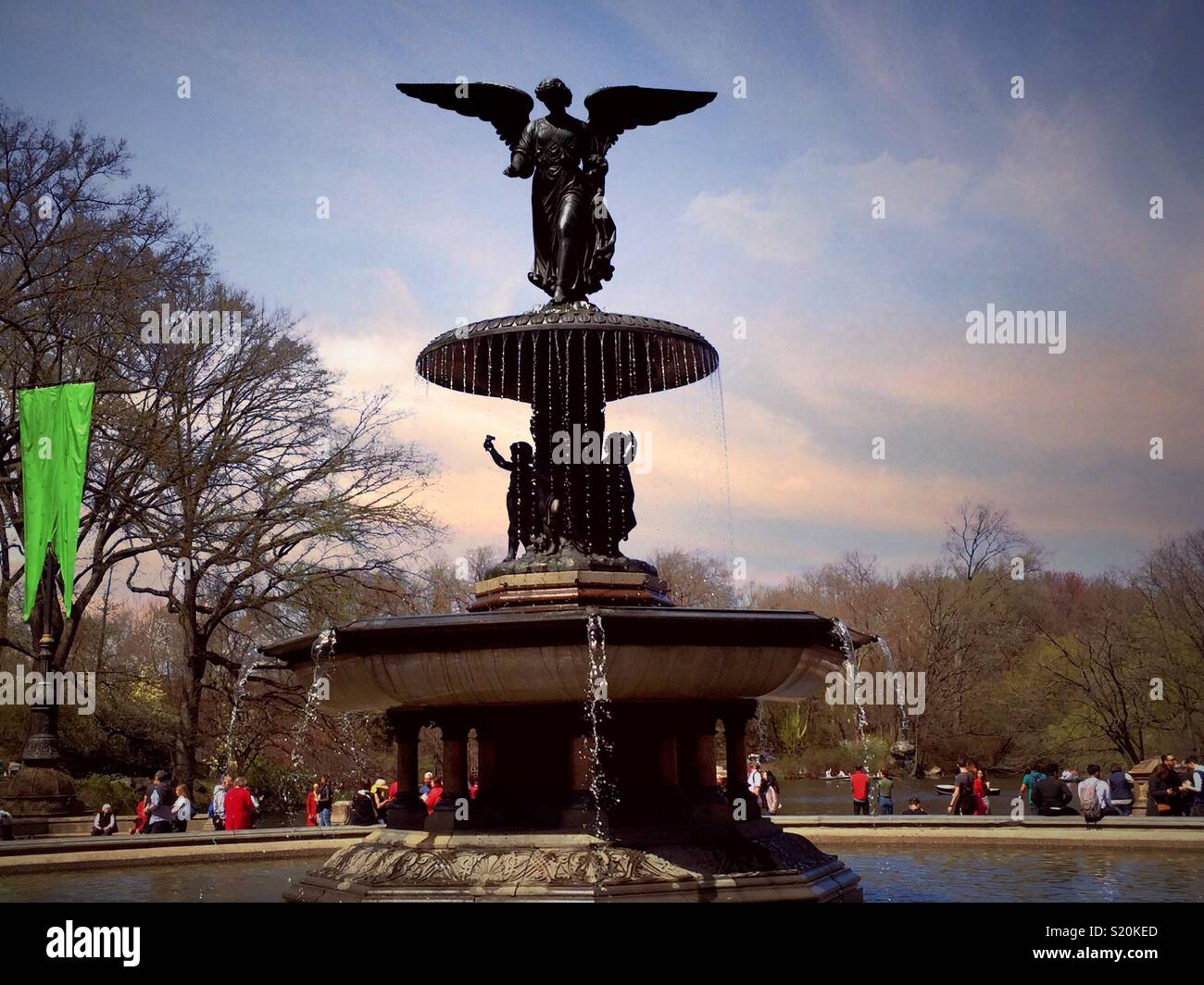 The angel of the waters fountain is in Bethesda plaza in Central Park ...