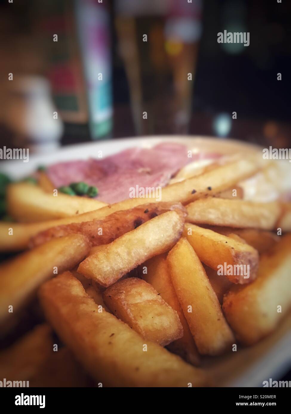 Good British pub grub ham egg and chips Stock Photo Alamy