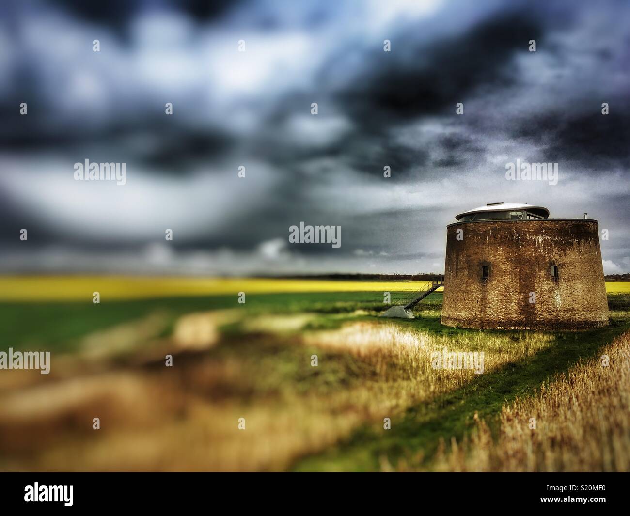 Martello Tower Y used as a residential property, Bawdsey, Suffolk, England. - Smartphone Captured Stock Image