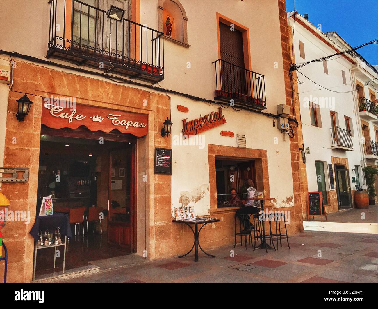 Bar imperial, traditional, typical, tapas bar in the Old Town of Javea/ Xabia, Costa Blanca, Spain Stock Photo