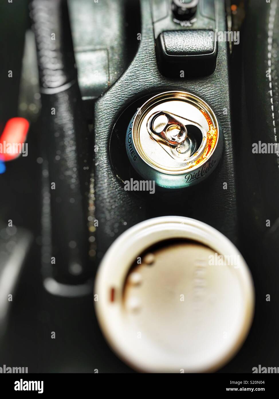 Drinks holder in Mazda car - Smartphone Captured Stock Image