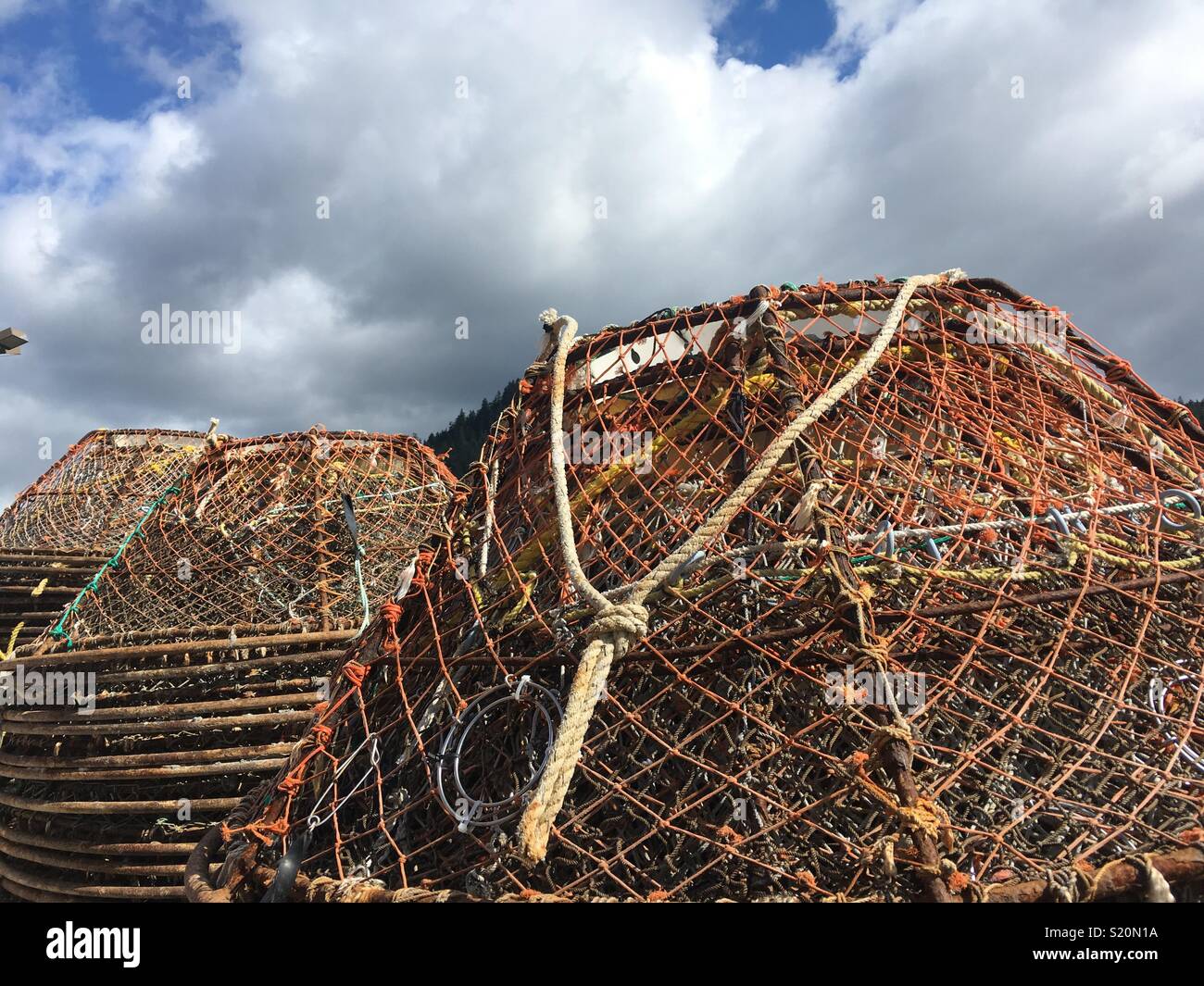 Stacks of King Crab Pots, Southeast Alaska Stock Photo Alamy
