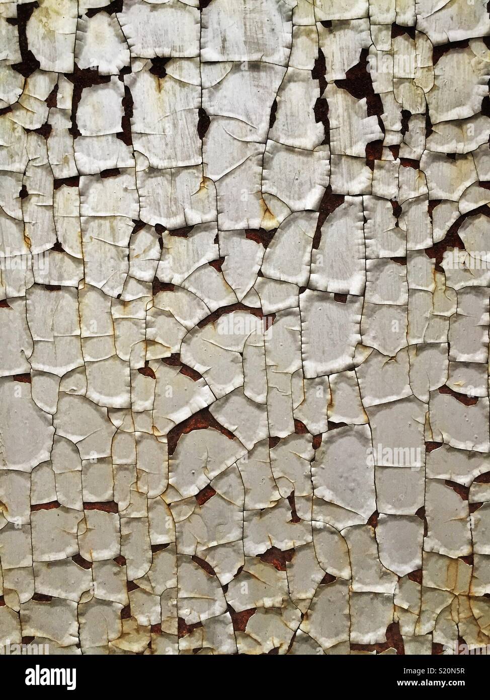 Peeling paint on a rusty metal door, Luk Keng, New Territories, Hong Kong - Smartphone Captured Stock Image