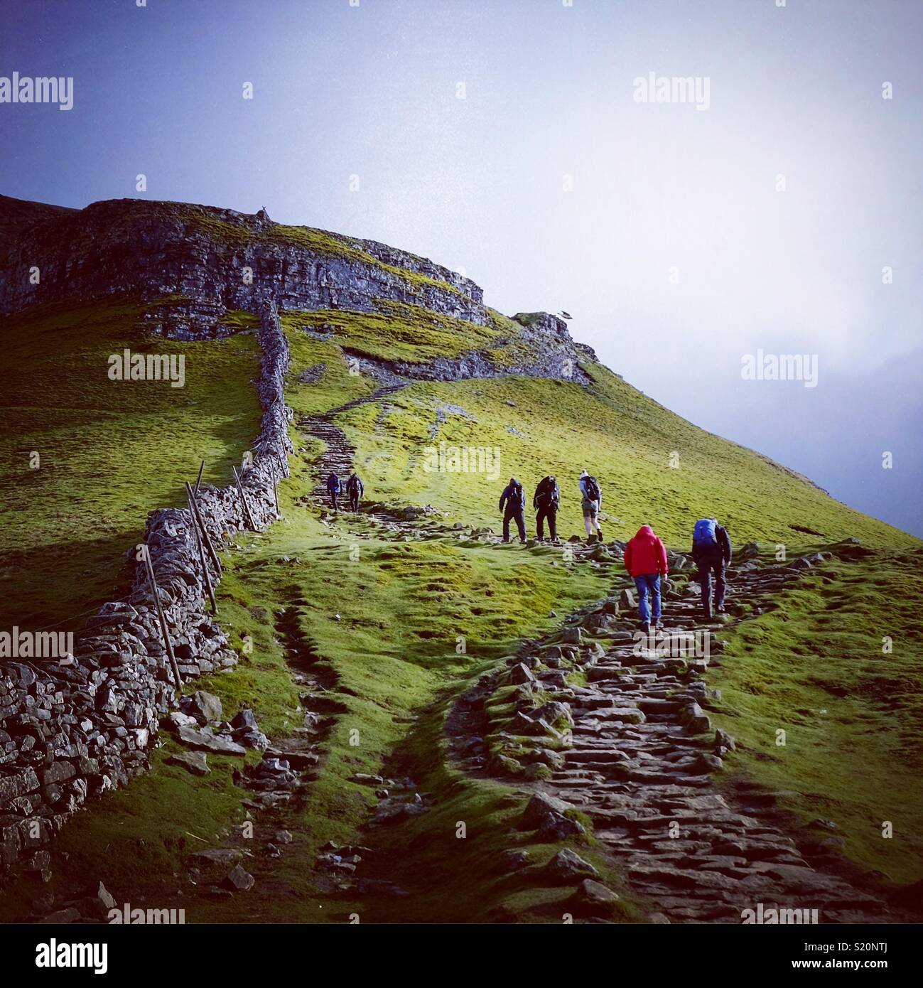 Climbing Pen Y Ghent, Yorkshire Dales National Park, England. - Smartphone Captured Stock Image