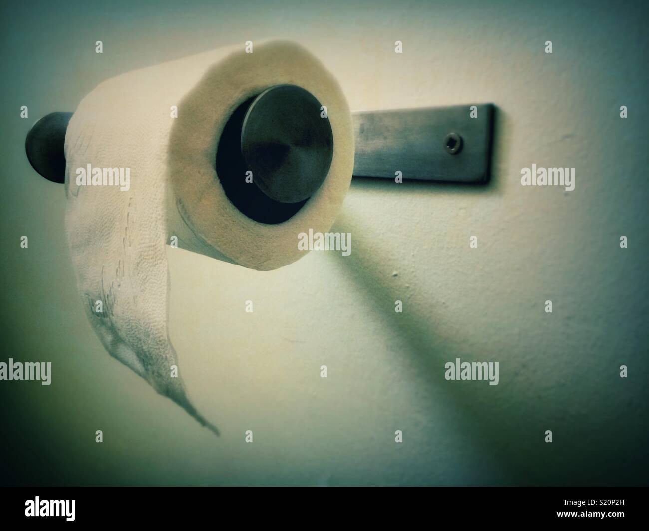 Closeup of a toilet paper roll with copy space. - Smartphone Captured Stock Image