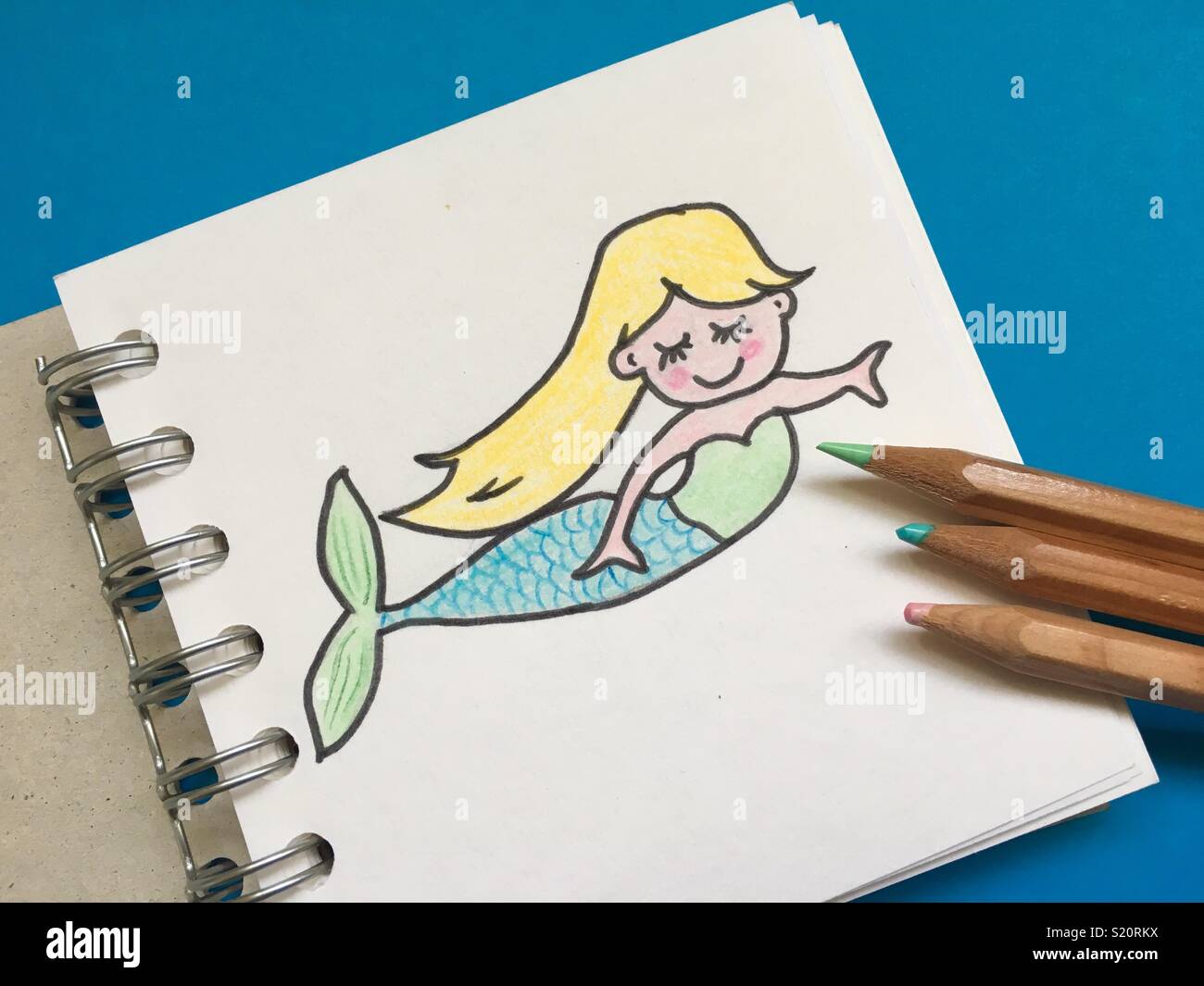 Simple drawing of a mermaid Stock Photo
