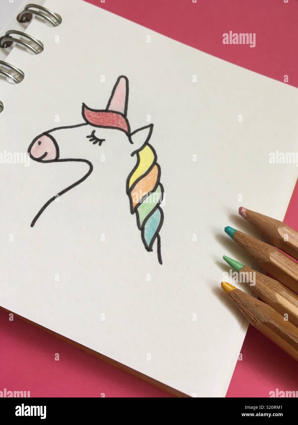 Simple drawing of a unicorn - Smartphone Captured Stock Image