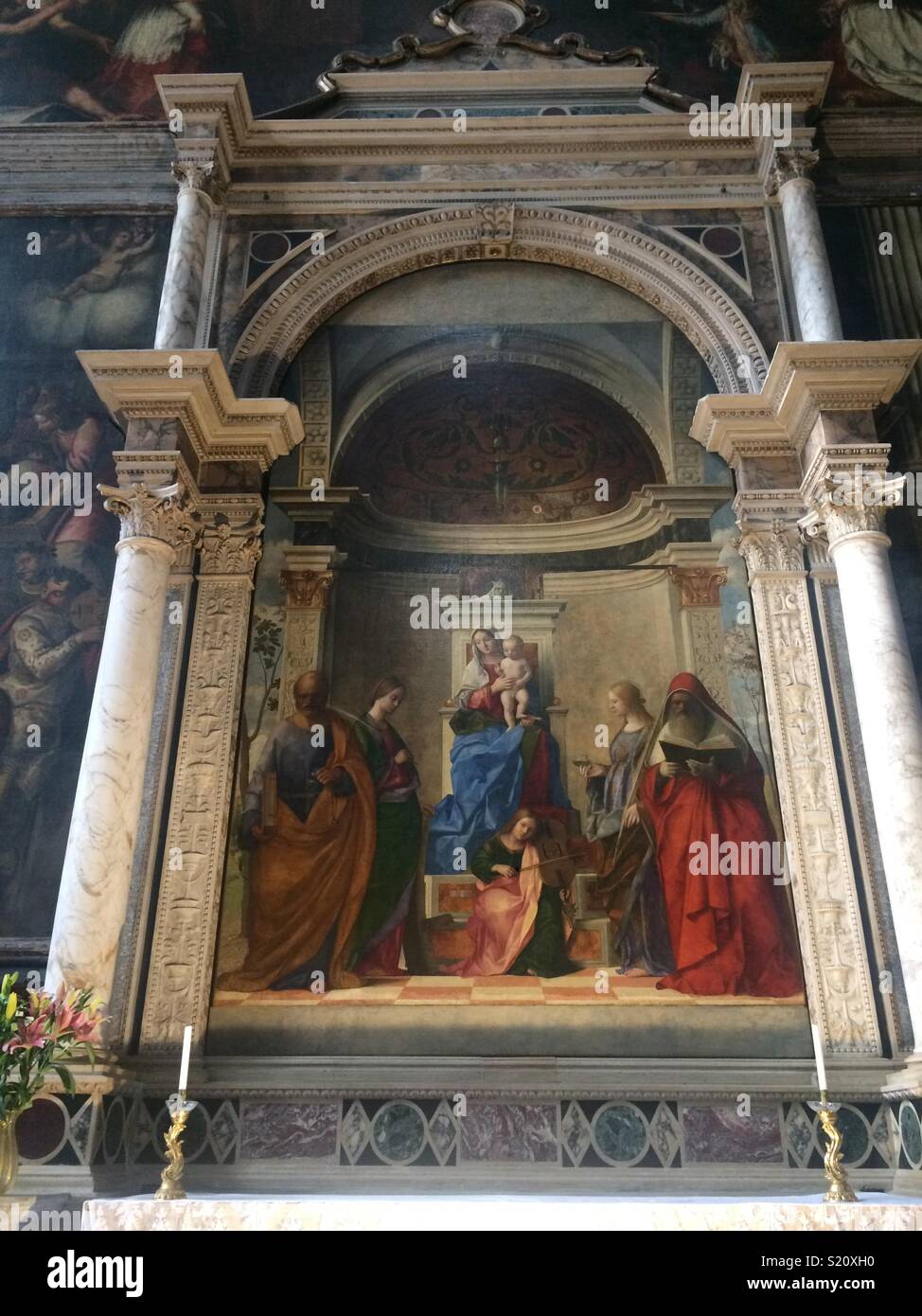 The ‘Sacra Conversazione’ by Giovanni Bellini in the Chiesa di San Zaccaria in Venice Stock Photo