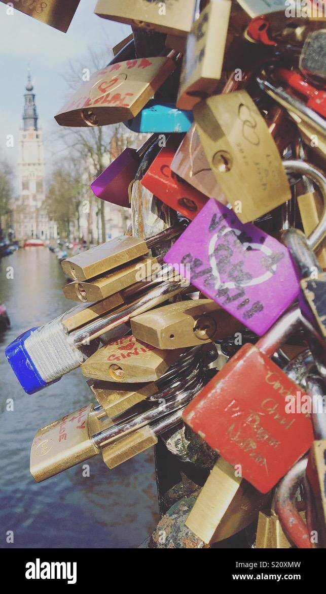 Amsterdam lock bridge of love Stock Photo - Alamy