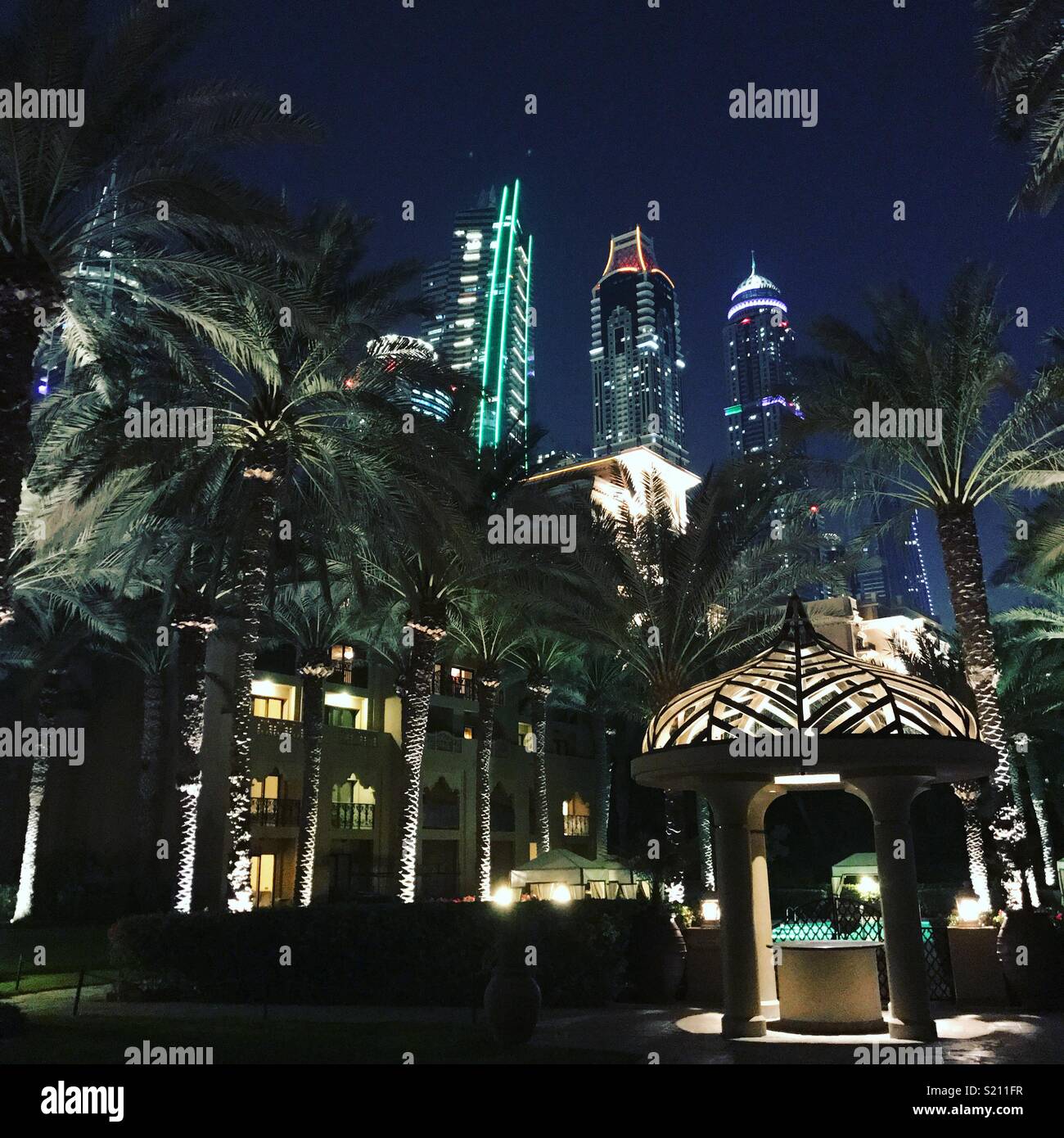 Dubai sky at night Stock Photo Alamy
