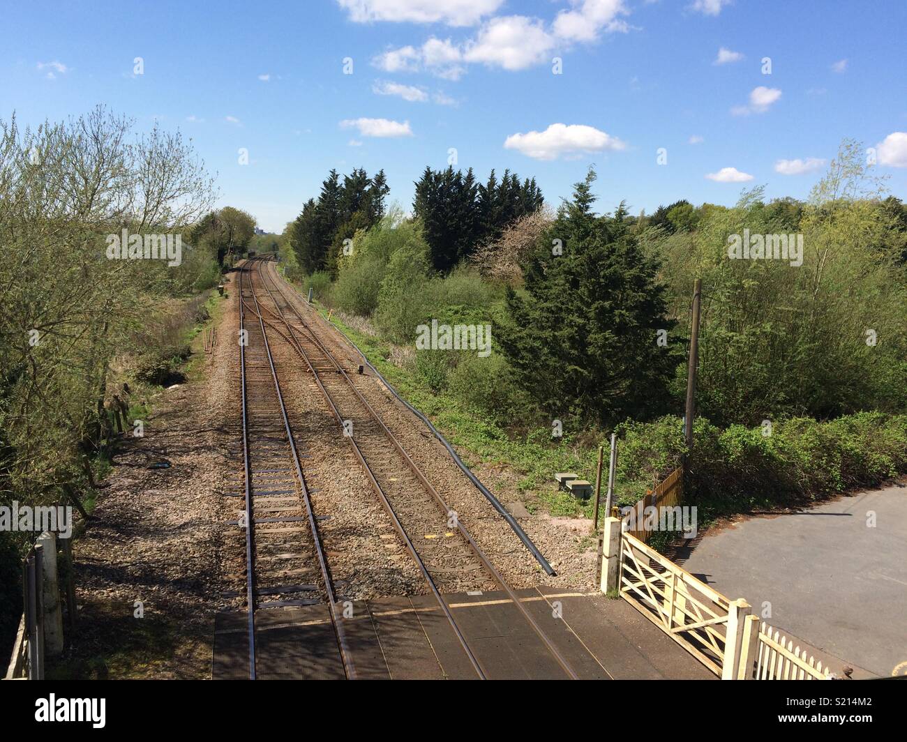 Railway footbridge at Thorpe Marshes, Norwich Stock Photo Alamy