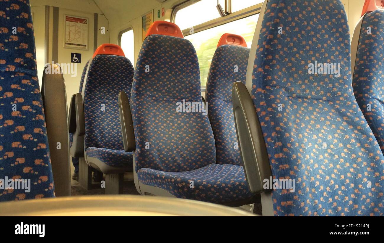 Seats on a train, low perspective Stock Photo Alamy