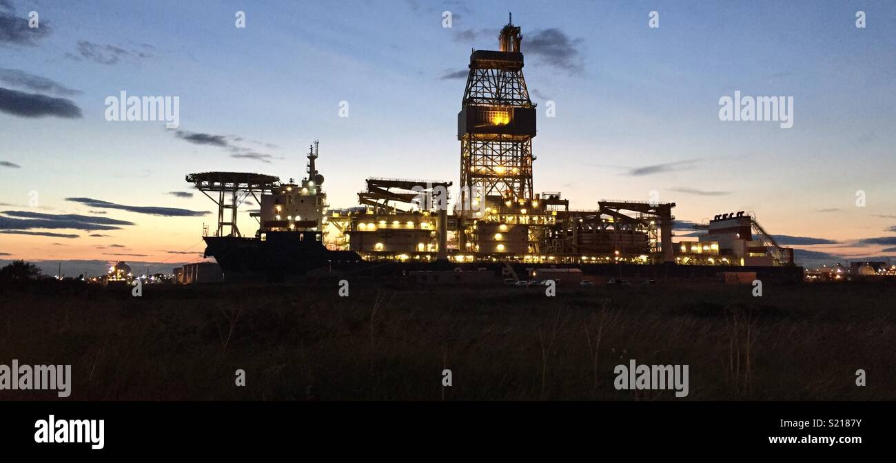 Drillship docked in Teesport Stock Photo Alamy
