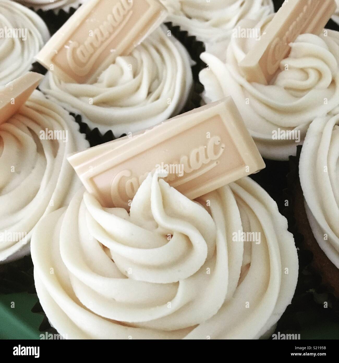 Homemade Birthday caramac cupcakes for mum Stock Photo