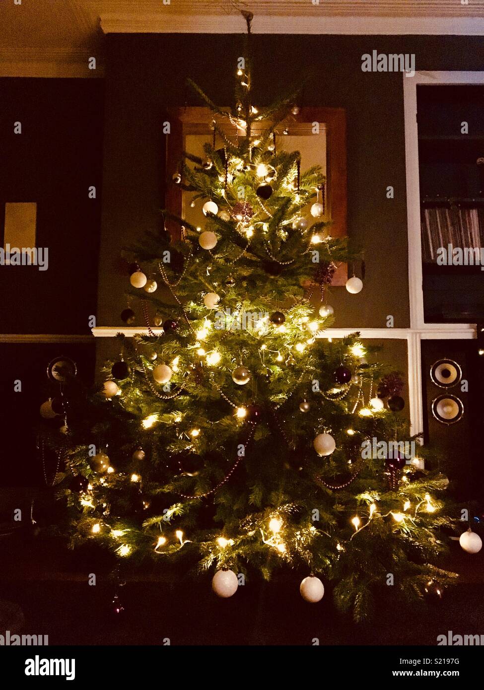 Black and white decorated Christmas Tree Stock Photo Alamy Black And White Decorated Christmas Tree