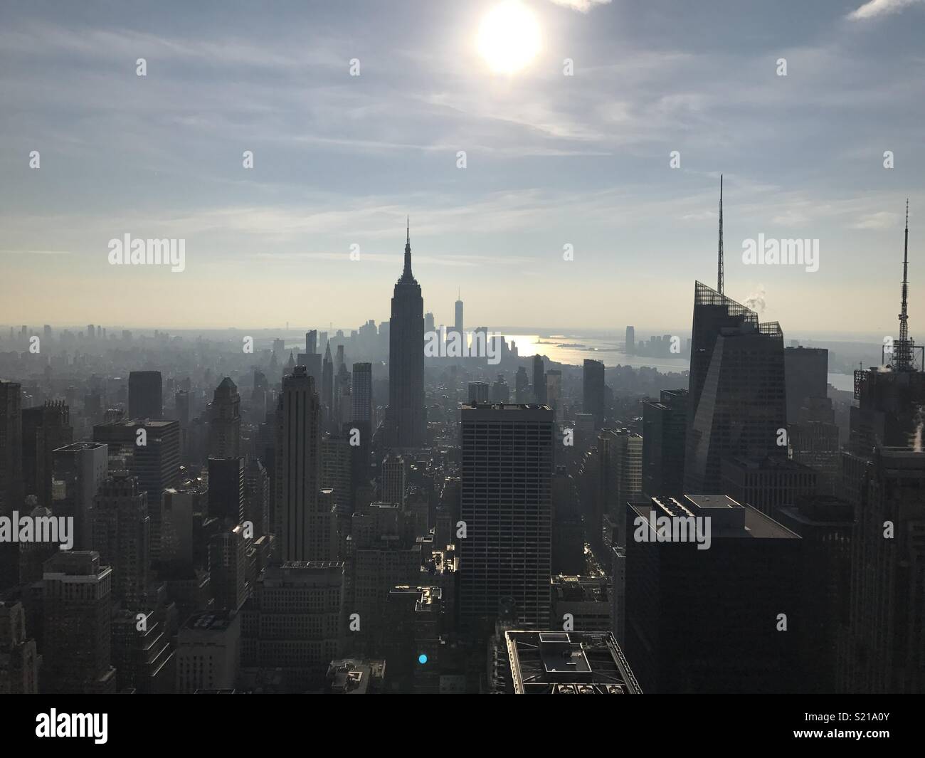 New York City December Skyline Stock Photo Alamy